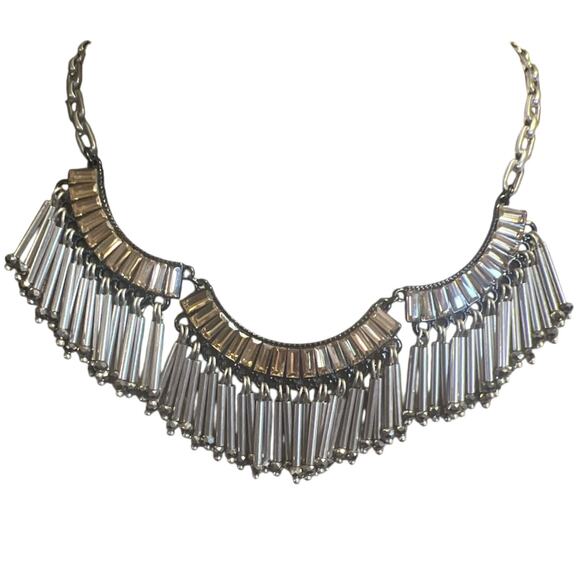 Vtg Stella & Dot Twilight Fringe Necklace old money feminine green Workwear Boho - Picture 1 of 14